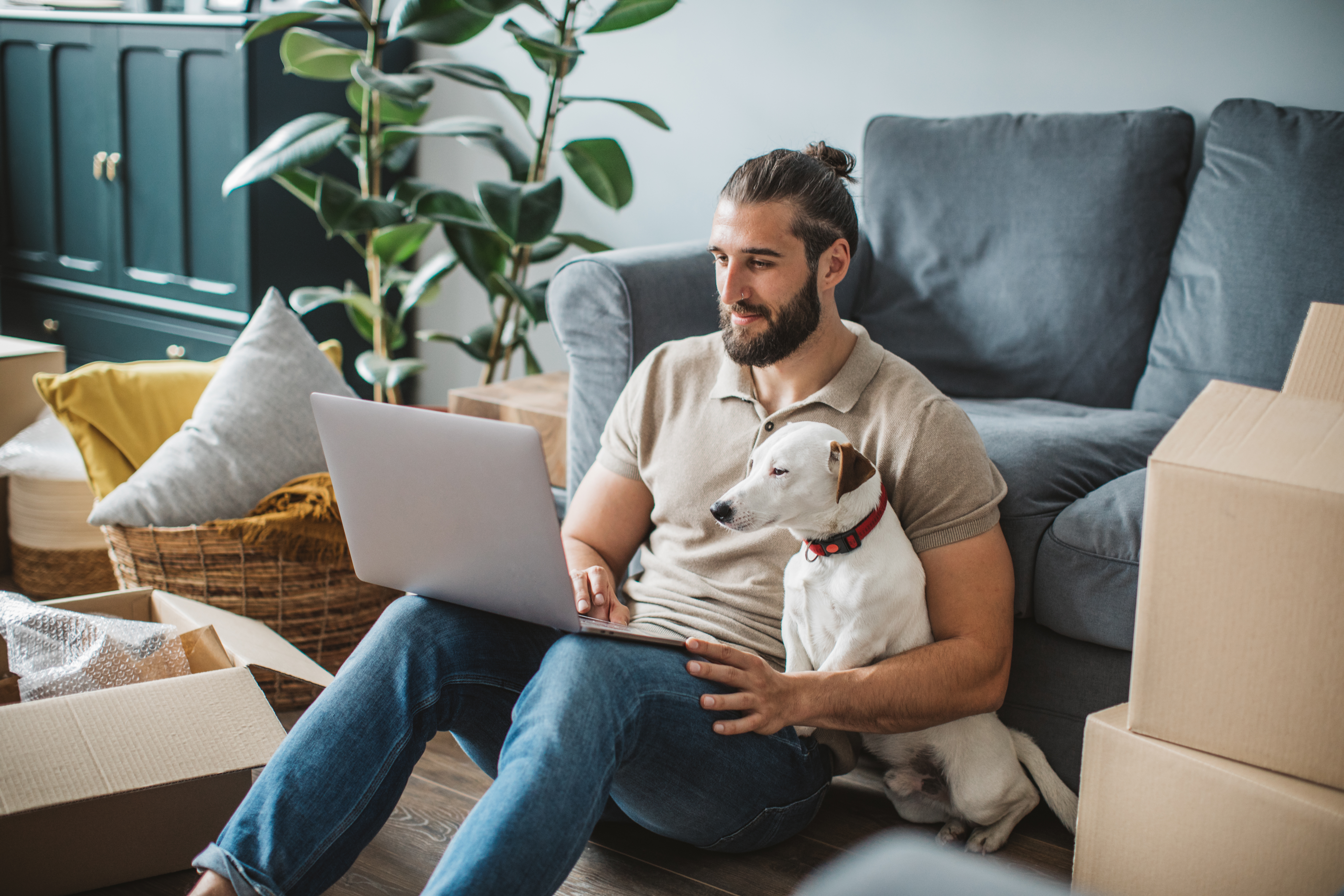 Man with his dog.