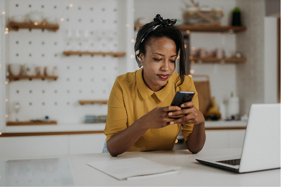 Woman looking at her phone.